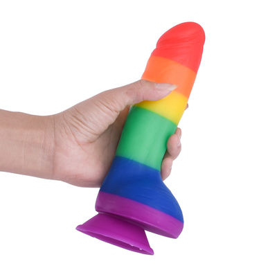 Фаллоимитатор чашки всасывания радуги 400g L20cm подделывал игрушку секса пениса