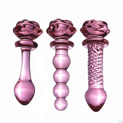 Игрушки анального секса фаллоимитатора розовой розовой формы цветка стеклянные для женщины