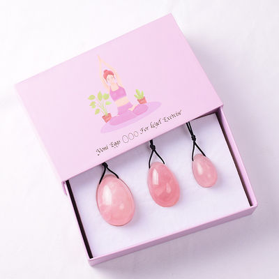 Яйцо Yoni розового кварца установило секс женщин забавляется естественный шарик Kegel палочки Кристл Yoni камня